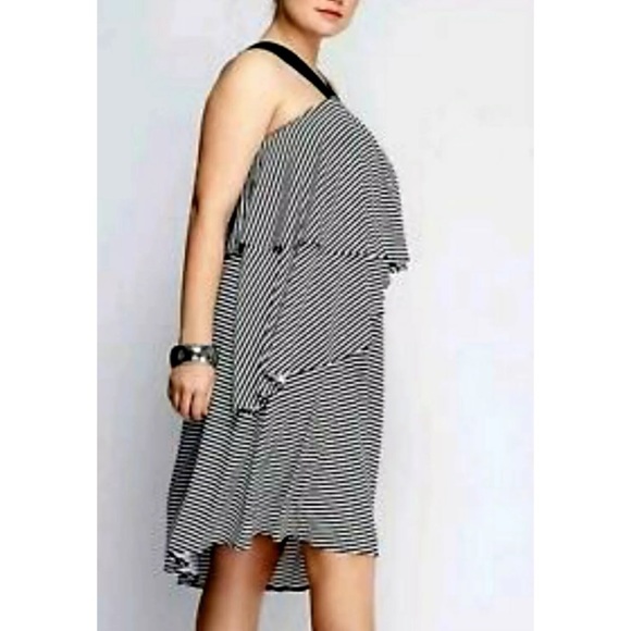 💥HP💥LANE BRYANT Striped Cross Front Tiered Dress - Picture 2 of 7
